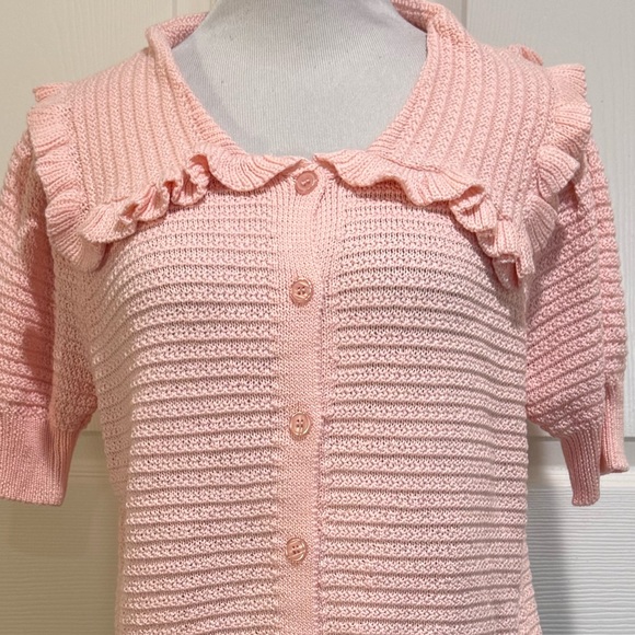 NWT! Anthropologie The Ainsley Ruffle-Collar Cardigan Sweater by Self Contrast - Picture 5 of 8